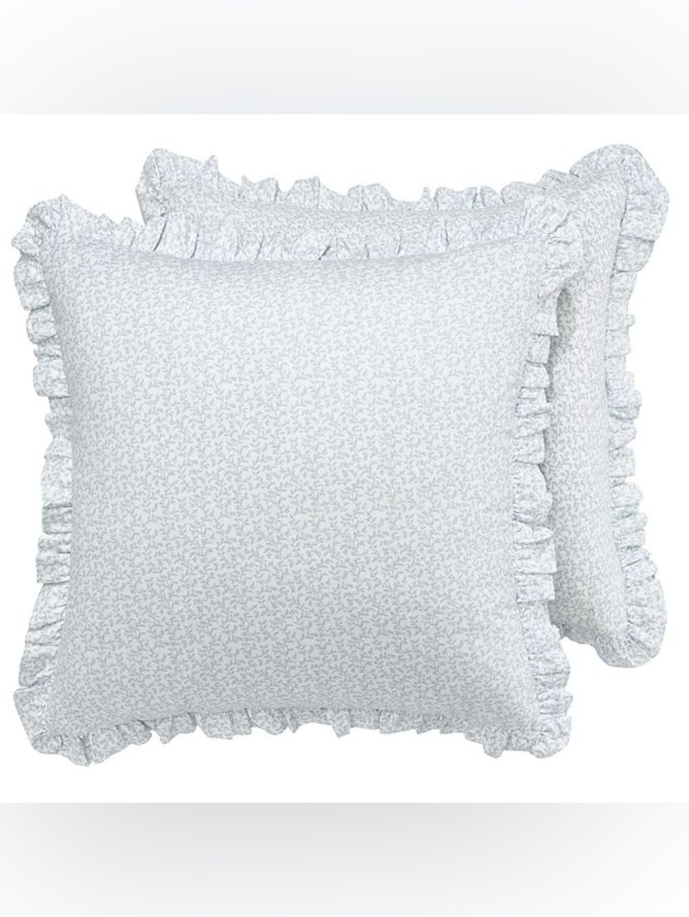 Laura Ashley 2-pk Chloe European Sham Set ruffles blue white 26” x 26”